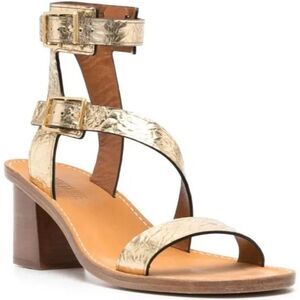Zadig & Voltaire Cecilia Crinkled Caprese Sandals in Gold 37/ US 6